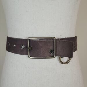 Gap Belt Medium Brown Suede Grommet D Ring Utility Boho Festival Workwear Rustic